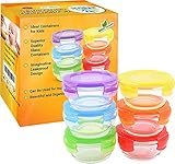ARSUK Babynahrung Aufbewahrung aus Glas (200 ml, 6 Stück) - Babynahrung Einfrieren Behälter mit Deckel - Luftdicht Aufbewahrungsbehälter Babybrei - frei von Schadstoffen - Beikost Baby Zubehör