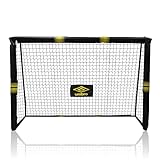 Umbro Fußballtor - Fussballtor 300 x 200 x 120 cm - Fußball Tor - Fussballtore für Garten Kinder und Erwachsene - Fussball Trainingszubehör für Innen und Außen - Metall - Schwarz/Gelb
