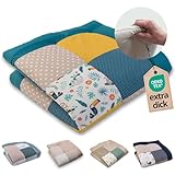 ULLENBOOM Krabbeldecke für Baby 100x100 cm, 100% OEKO-TEX Materialien, Made in EU, Dick & weich gepolstert, Dschungel - ideal als Babydecke, Laufgittereinlage & Spieldecke Baby