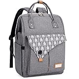 Lekebaby Baby Wickelrucksack Wickeltasche mit Wickelunterlage Multifunktional Große Kapazität Babytasche Reisetasche für Unterwegs, Grau