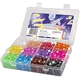 La Manuli Glitzer Bügelperlen Sortiert Fuse Beads Kit - 4000 Stück 5 mm 12 Farben Nachfüllset Bügelperlen Set Mit jeder Marke Beads kompatibel, Steckperlen in Organizerbox