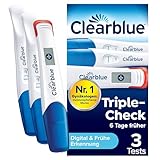 Clearblue Schwangerschaftstest Triple-Check Ultra Früh Kombipack, Ergebnisse 6 Tage Früher, 3 Tests