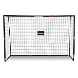 Dunlop Fußballtor - 240 x 160 x 85 cm - Metall - Fußballtrainingszubehör für Alle Altersgruppen - Einfache Montage - Schwarz/Rot