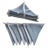WALWI Wimpelkette aus Stoff | Dekoration für Kinderzimmer | Girlande | Babyzimmer |Deko | Geburtstag | Handgefertigt | Waffelpiqué 100% Baumwolle | (BLAU/Weiss)