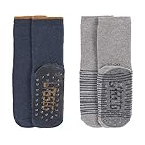 LÄSSIG Unisex Kinder Anti-Rutsch Socken 2er Set/ Blue-Grey Größe 23-26
