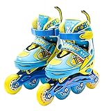 Sumeber Inline Skate Kinder Verstellbar Rollschuhe Mit Allen Leucht LED Räder Blinkende Inline Skates für Anfänger Drinnen draußen Kinder Geburtstagsgeschenk (Sports Blue, M,EU 32-35(20-22 cm))
