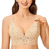 MOMANDA Damen Still BH Spitze Gepolstert Schwangerschafts BHS Ohne Bügel Beige 70A