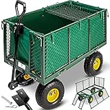 KESSER® Bollerwagen 550kg belastbar Gartenwagen Transportwagen Gartenkarre herausnehmbare Plane Gerätewagen Handwagen vielseitig einsetzbar Grün