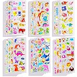 OWill 3D Aufkleber für Kinder & Kleinkinder,40 Blätter 1000+ Verschiedene 3D Puffy Sticker Set,für Belohnung Geschenke Scrapbooking,inkl Tiere,Liebe,Sterne,Dinosaurier Autos usw